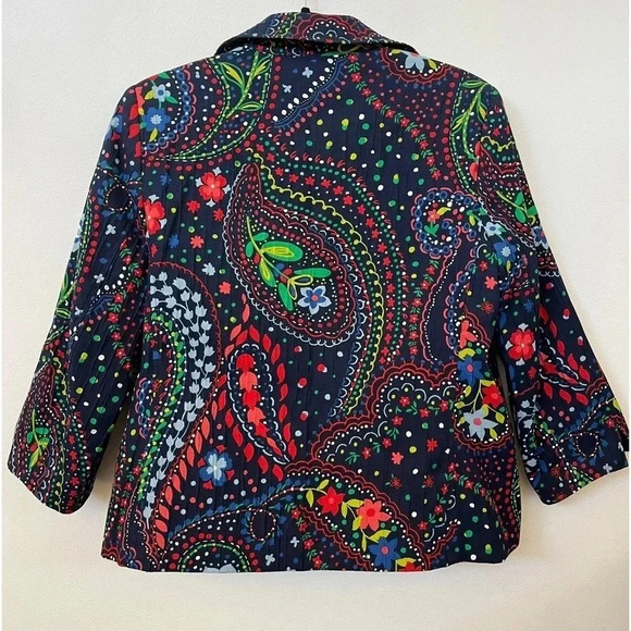 Alfred Dunner 8P Blazer Open Front Pleated 3/4 Sleeve Jacket Floral Colorful MOB - Picture 4 of 9